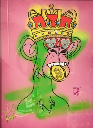 Peinture intitulée "King NFT" par Jonathan Fabbro (John fabb), Œuvre d'art originale, Marqueur Monté sur Panneau de bois