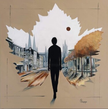 Peinture intitulée "Leaf Road" par Jonathan Grego, Œuvre d'art originale, Acrylique Monté sur Châssis en bois