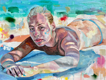 Картина под названием "Victoria Sunbathing" - Jonathan Mcafee, Подлинное произведение искусства, Масло