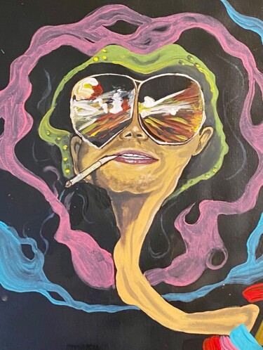 Malerei mit dem Titel "Smoke Johnny" von Jonathan Onoz, Original-Kunstwerk, Acryl