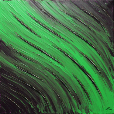 Painting titled "Fluidité verte" by Jonathan Pradillon, Original Artwork, Acrylic Mounted on Wood Stretcher frame