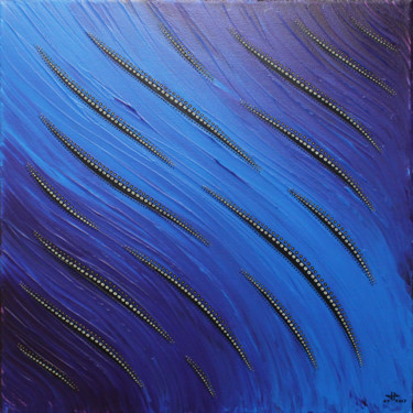 Картина под названием "Fluidité bleue" - Jonathan Pradillon, Подлинное произведение искусства, Акрил Установлен на Деревянна…
