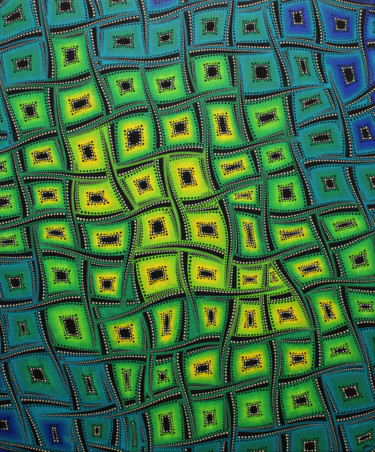 Mouvements de couleurs verdoyantes 50x60x2 cm ©2017 par Jonathan Pradillon