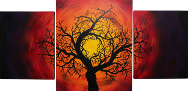 Painting titled "Silhouette d'arbre…" by Jonathan Pradillon, Original Artwork, Acrylic Mounted on Wood Stretcher frame