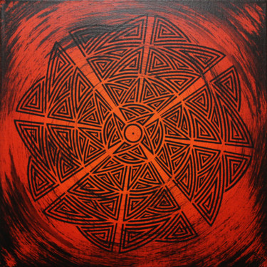 Painting titled "Orange tribal" by Jonathan Pradillon, Original Artwork, Acrylic Mounted on Wood Stretcher frame