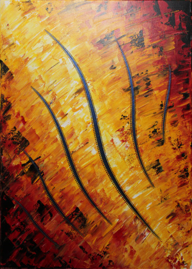 Картина под названием "Élément chaleureux" - Jonathan Pradillon, Подлинное произведение искусства, Акрил Установлен на Дерев…