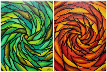 Painting titled "Spirales colorées s…" by Jonathan Pradillon, Original Artwork, Acrylic Mounted on Wood Stretcher frame