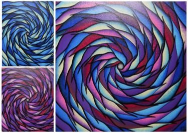 Schilderij getiteld "Spirales colorées s…" door Jonathan Pradillon, Origineel Kunstwerk, Acryl Gemonteerd op Frame voor hout…