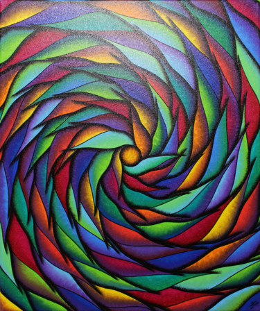 Peinture intitulée "Spirale multicolore" par Jonathan Pradillon, Œuvre d'art originale, Acrylique Monté sur Châssis en bois