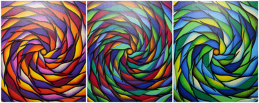 Pittura intitolato "Spirales colorées s…" da Jonathan Pradillon, Opera d'arte originale, Acrilico Montato su Telaio per bare…