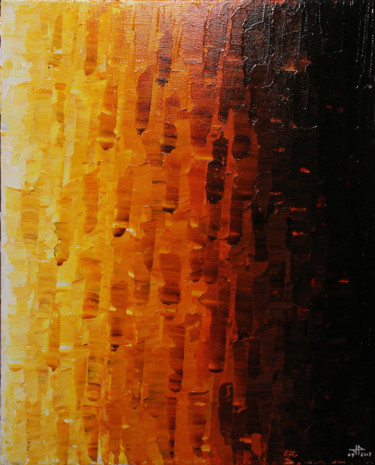 Peinture intitulée "Fondu orangé" par Jonathan Pradillon, Œuvre d'art originale, Acrylique Monté sur Châssis en bois