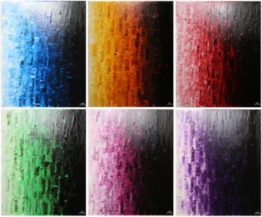 Картина под названием "Fondus colorés." - Jonathan Pradillon, Подлинное произведение искусства, Акрил Установлен на Деревянн…