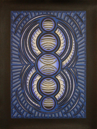 Schilderij getiteld "Cycle bleu." door Jonathan Pradillon, Origineel Kunstwerk, Acryl