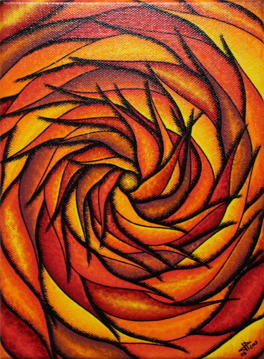 Peinture intitulée "Spirale rougeoyante." par Jonathan Pradillon, Œuvre d'art originale, Acrylique Monté sur Châssis en bois