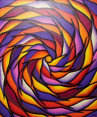 Painting titled "Spirale rougeoyante…" by Jonathan Pradillon, Original Artwork, Acrylic Mounted on Wood Stretcher frame