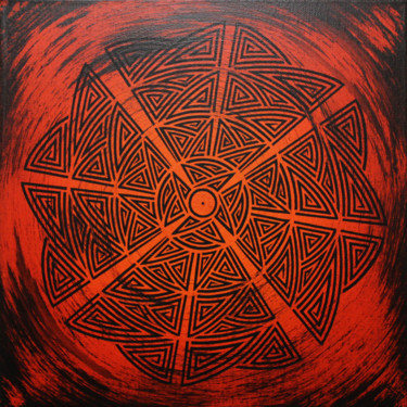 Painting titled "Orange tribal." by Jonathan Pradillon, Original Artwork, Acrylic Mounted on Wood Stretcher frame