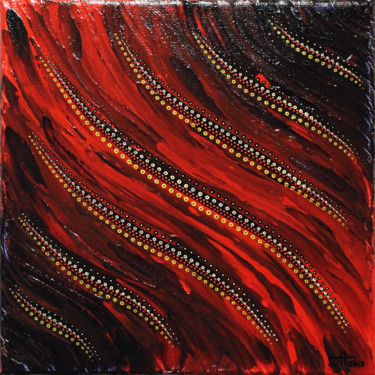 Pintura intitulada "Fluide rouge" por Jonathan Pradillon, Obras de arte originais, Acrílico Montado em Armação em madeira