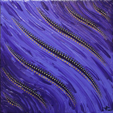 Schilderij getiteld "Fluide violet" door Jonathan Pradillon, Origineel Kunstwerk, Acryl Gemonteerd op Frame voor houten bran…
