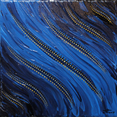 Painting titled "Fluide bleu" by Jonathan Pradillon, Original Artwork, Acrylic Mounted on Wood Stretcher frame