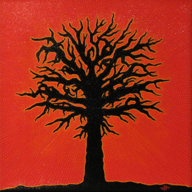 Картина под названием "Coucher rouge." - Jonathan Pradillon, Подлинное произведение искусства, Акрил Установлен на Деревянна…