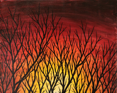 Картина под названием "Branches." - Jonathan Pradillon, Подлинное произведение искусства, Акрил Установлен на Деревянная рам…