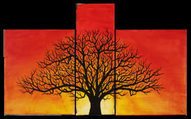 Pintura intitulada "Silhouette d'arbre…" por Jonathan Pradillon, Obras de arte originais, Acrílico