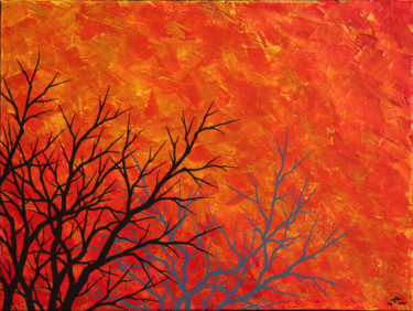 Peinture intitulée "Ciel flamboyant" par Jonathan Pradillon, Œuvre d'art originale, Acrylique