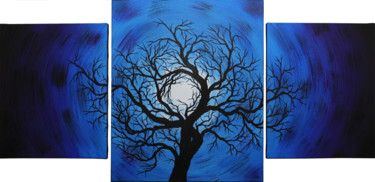 Painting titled "Nuit d’arbre" by Jonathan Pradillon, Original Artwork, Acrylic Mounted on Wood Stretcher frame