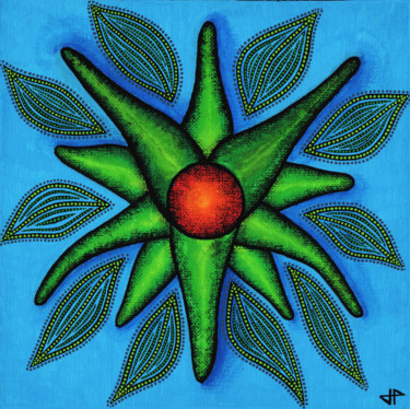 Painting titled "Fleur." by Jonathan Pradillon, Original Artwork, Acrylic Mounted on Cardboard