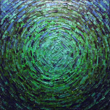 Painting titled "Éclat de lueur vert…" by Jonathan Pradillon, Original Artwork, Acrylic Mounted on Wood Stretcher frame