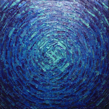 Éclat de lueur bleue dégradée iridescente Peinture intitulée "Éclat de lueur bleu…" par Jonathan Pradillon, Œuvre d'art originale, Acrylique Monté sur Châssis