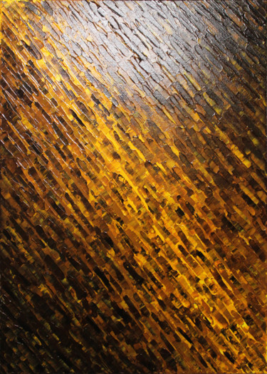 Painting titled "Texture couteau jau…" by Jonathan Pradillon, Original Artwork, Acrylic Mounted on Wood Stretcher frame