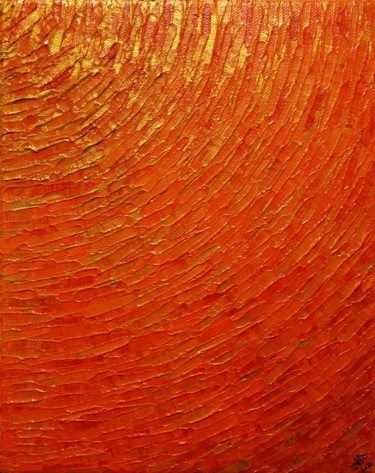 Painting titled "Quart d’éclat orangé" by Jonathan Pradillon, Original Artwork, Acrylic Mounted on Wood Stretcher frame