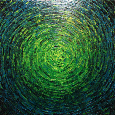 Éclat de couleur vert bleu Peinture intitulée "Éclat de couleur ve…" par Jonathan Pradillon, Œuvre d'art originale, Acrylique Monté sur Châssis