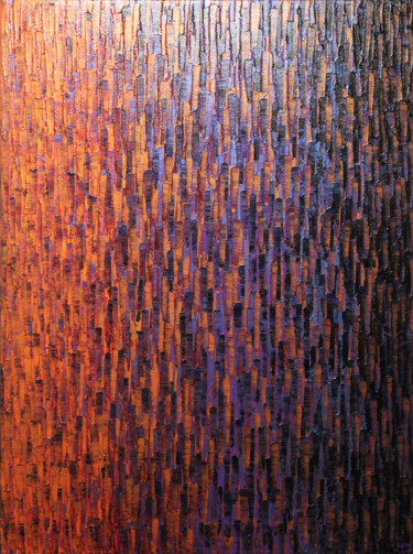 Painting titled "Fondu orange violet" by Jonathan Pradillon, Original Artwork, Acrylic Mounted on Wood Stretcher frame