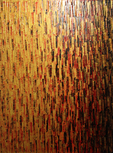 Peinture intitulée "Fondu or rouge" par Jonathan Pradillon, Œuvre d'art originale, Acrylique Monté sur Châssis en bois