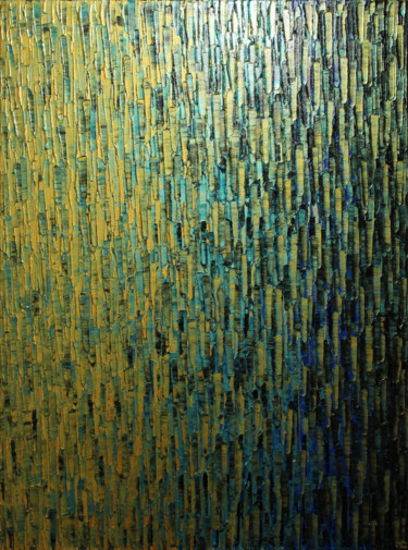 Peinture intitulée "Fondu or bleu" par Jonathan Pradillon, Œuvre d'art originale, Acrylique Monté sur Châssis en bois