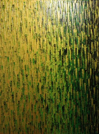 Peinture intitulée "Fondu or vert" par Jonathan Pradillon, Œuvre d'art originale, Acrylique Monté sur Châssis en bois