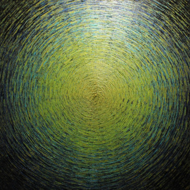 Картина под названием "Vaste éclat or vert…" - Jonathan Pradillon, Подлинное произведение искусства, Акрил Установлен на Дер…
