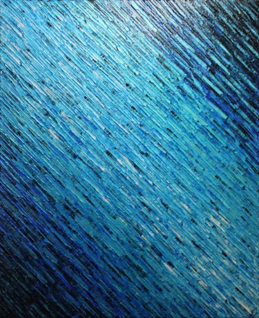 Texture couteau blanc nacrée bleue. Peinture intitulée "Texture couteau bla…" par Jonathan Pradillon, Œuvre d'art originale, Acrylique Monté sur Châssis