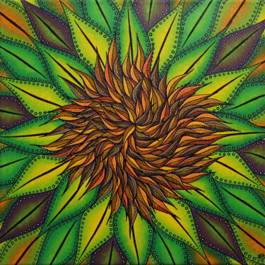 Végétation florale chaleureuse Malerei mit dem Titel "Végétation florale…" von Jonathan Pradillon, Original-Kunstwerk, Acryl Auf Gestell montiert