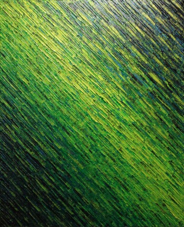 Painting titled "Texture couteau ver…" by Jonathan Pradillon, Original Artwork, Acrylic Mounted on Wood Stretcher frame