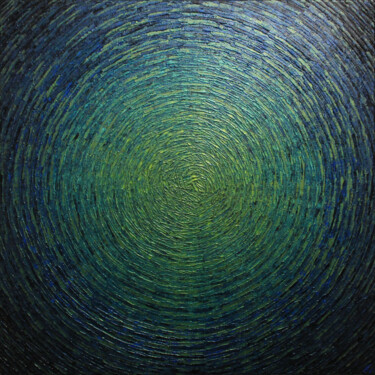 Peinture intitulée "Éclat verdoyant bleu" par Jonathan Pradillon, Œuvre d'art originale, Acrylique Monté sur Châssis en bois