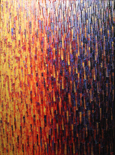 Картина под названием "Fondu doré rouge gr…" - Jonathan Pradillon, Подлинное произведение искусства, Акрил Установлен на Дер…