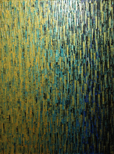 Pittura intitolato "Fondu or bleu." da Jonathan Pradillon, Opera d'arte originale, Acrilico Montato su Telaio per barella in…