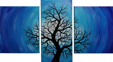 Painting titled "Triptyque silhouett…" by Jonathan Pradillon, Original Artwork, Acrylic Mounted on Wood Stretcher frame