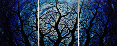 Painting titled "Triptyque silhouett…" by Jonathan Pradillon, Original Artwork, Acrylic Mounted on Wood Stretcher frame