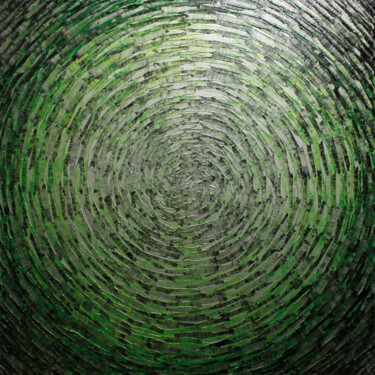 Painting titled "Éclat argent vert" by Jonathan Pradillon, Original Artwork, Acrylic Mounted on Wood Stretcher frame