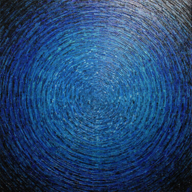 Ζωγραφική με τίτλο "Éclat bleu 2." από Jonathan Pradillon, Αυθεντικά έργα τέχνης, Ακρυλικό Τοποθετήθηκε στο Ξύλινο φορείο σκ…