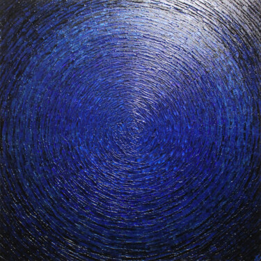 Painting titled "Éclat bleu sombre." by Jonathan Pradillon, Original Artwork, Acrylic Mounted on Wood Stretcher frame